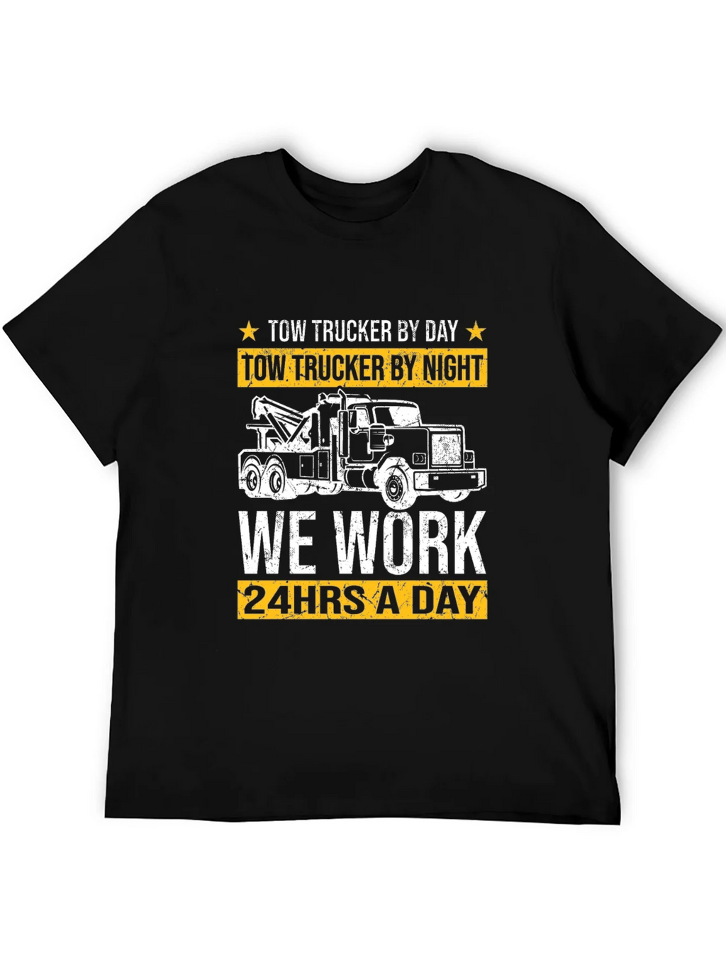 Tow Trucker By Day & Night Black Graphic T-Shirt product image 3