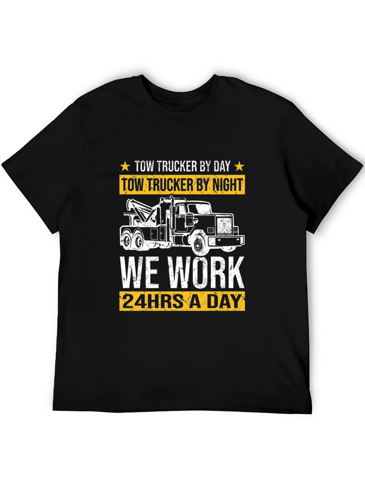 Tow Trucker By Day & Night Black Graphic T-Shirt product image 3