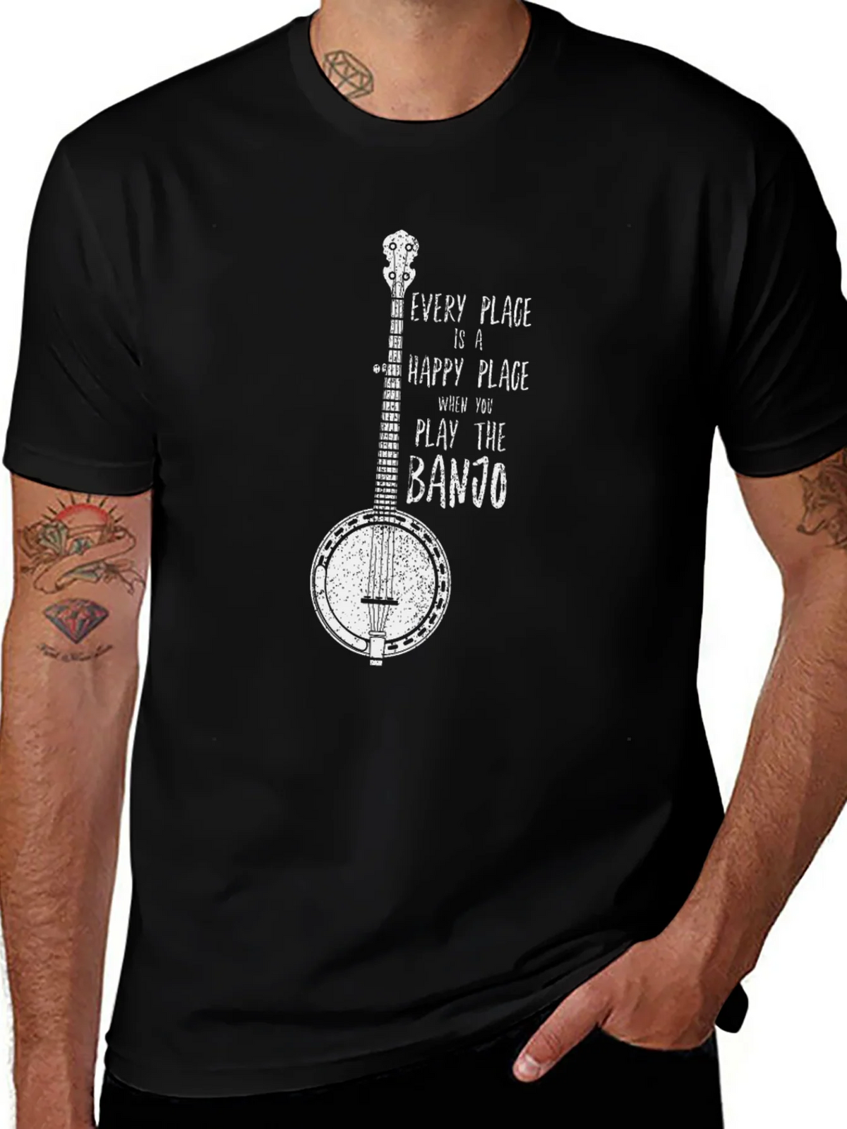 Banjo Graphic T-Shirt - Happy Place Music Tee product image 1