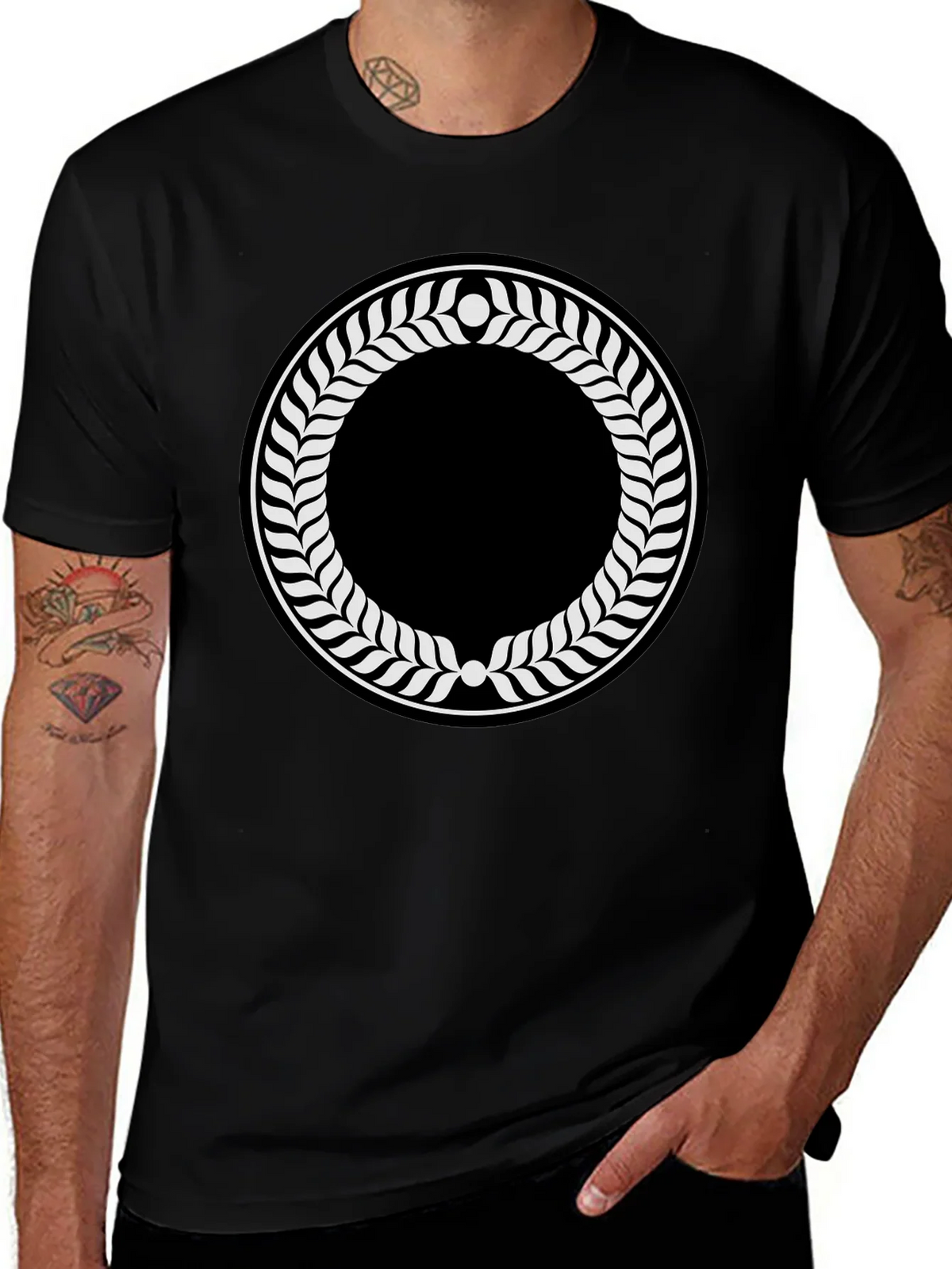 Laurel Wreath Graphic Black T-Shirt product image 1