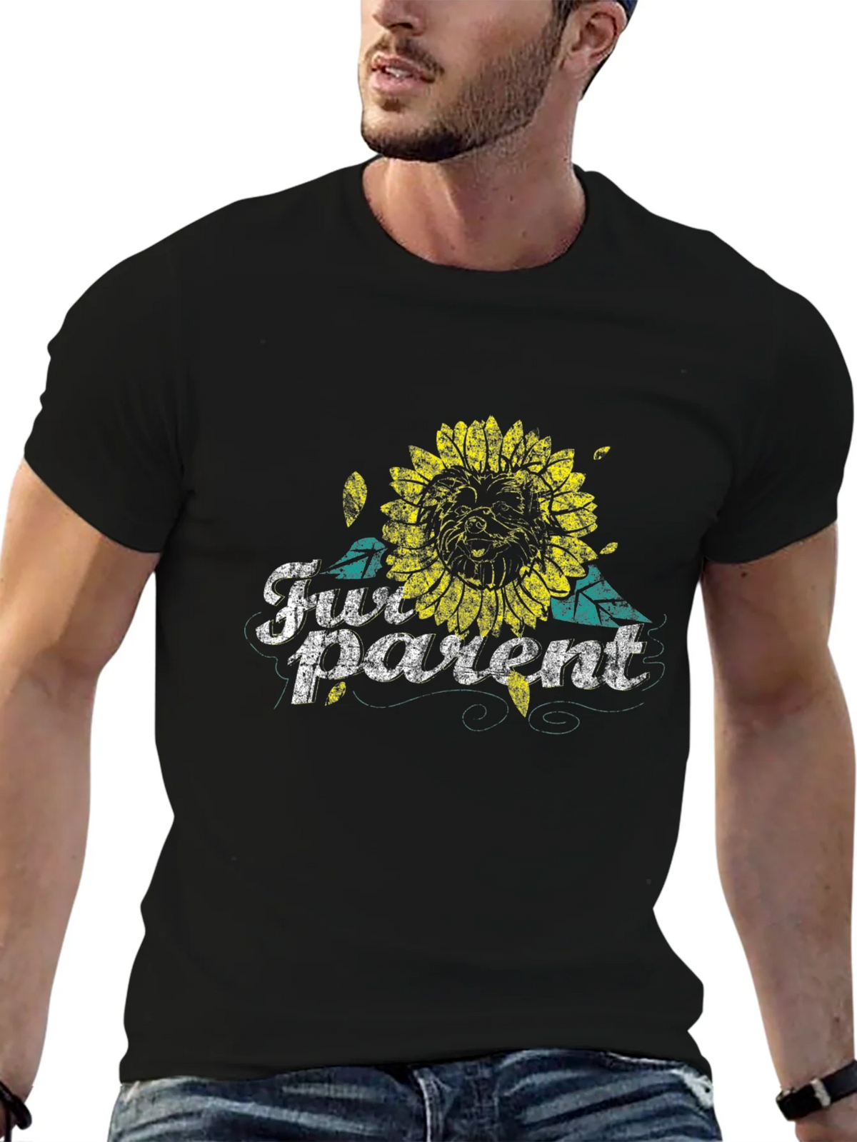 Fur Parent Sunflower Graphic Tee - Black product image 6
