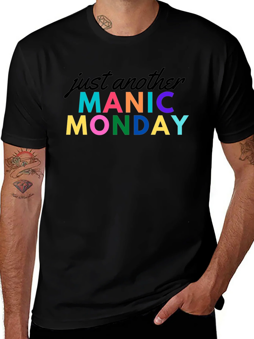 Manic Monday Graphic Tee - Black Cotton T-Shirt product image 1