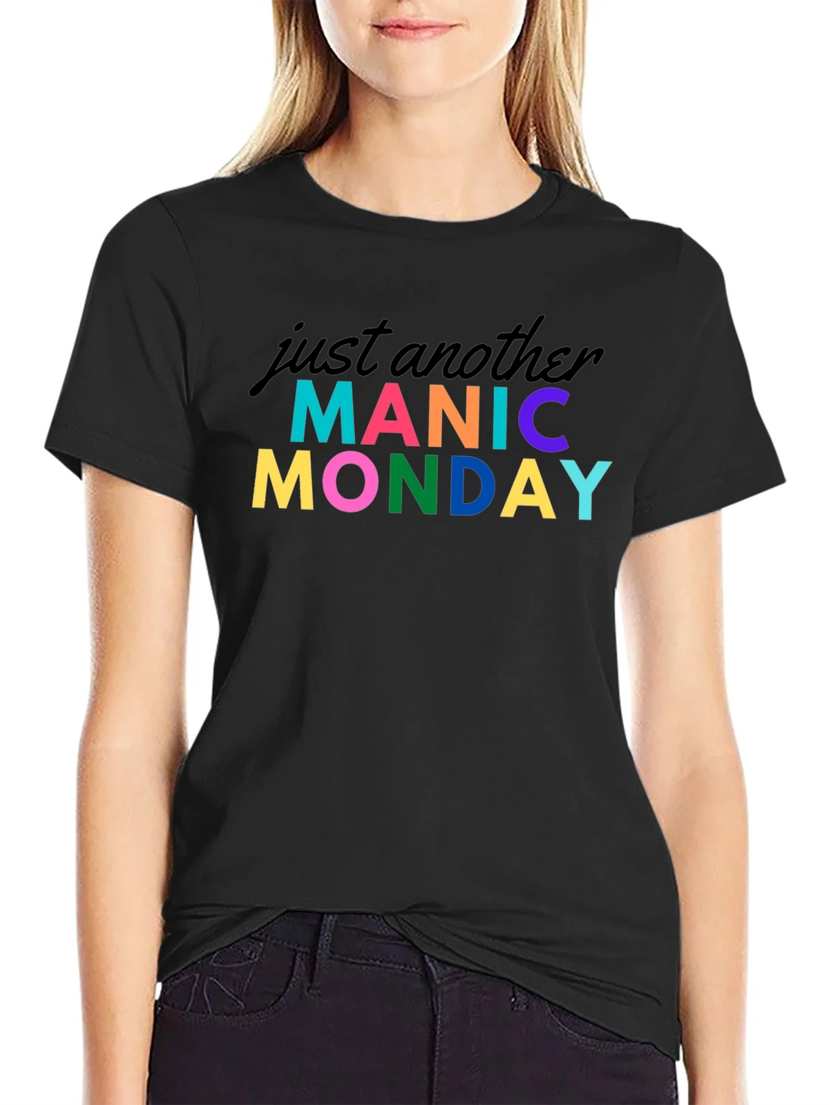 Manic Monday Graphic Tee - Black Cotton T-Shirt product image 2