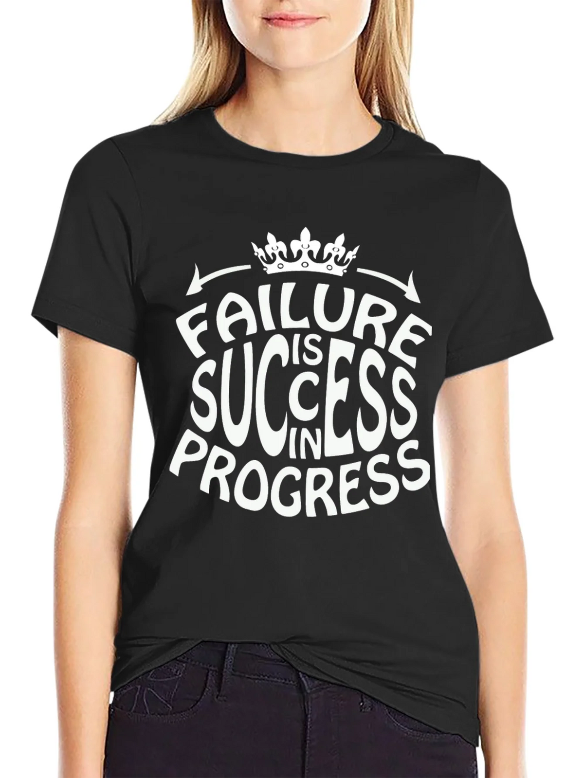 Failure is Success in Progress Black Graphic Tee product image 2