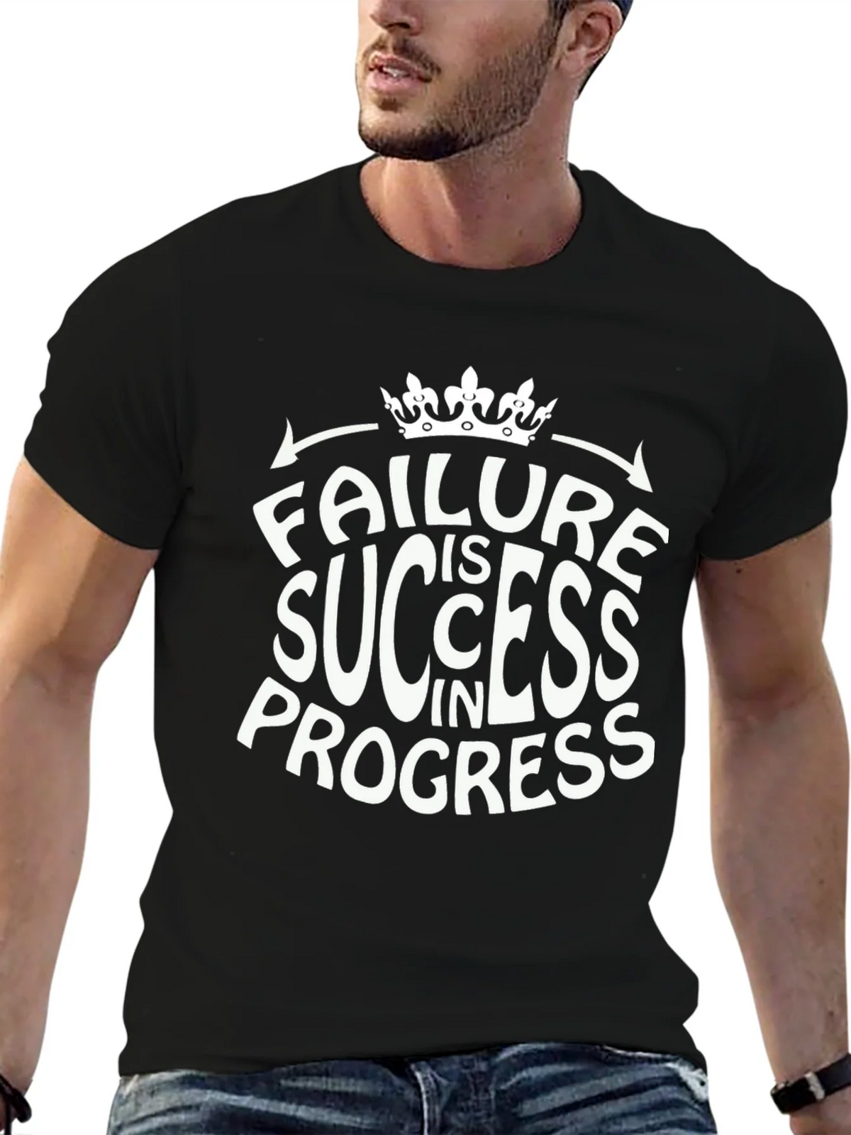 Failure is Success in Progress Black Graphic Tee product image 6