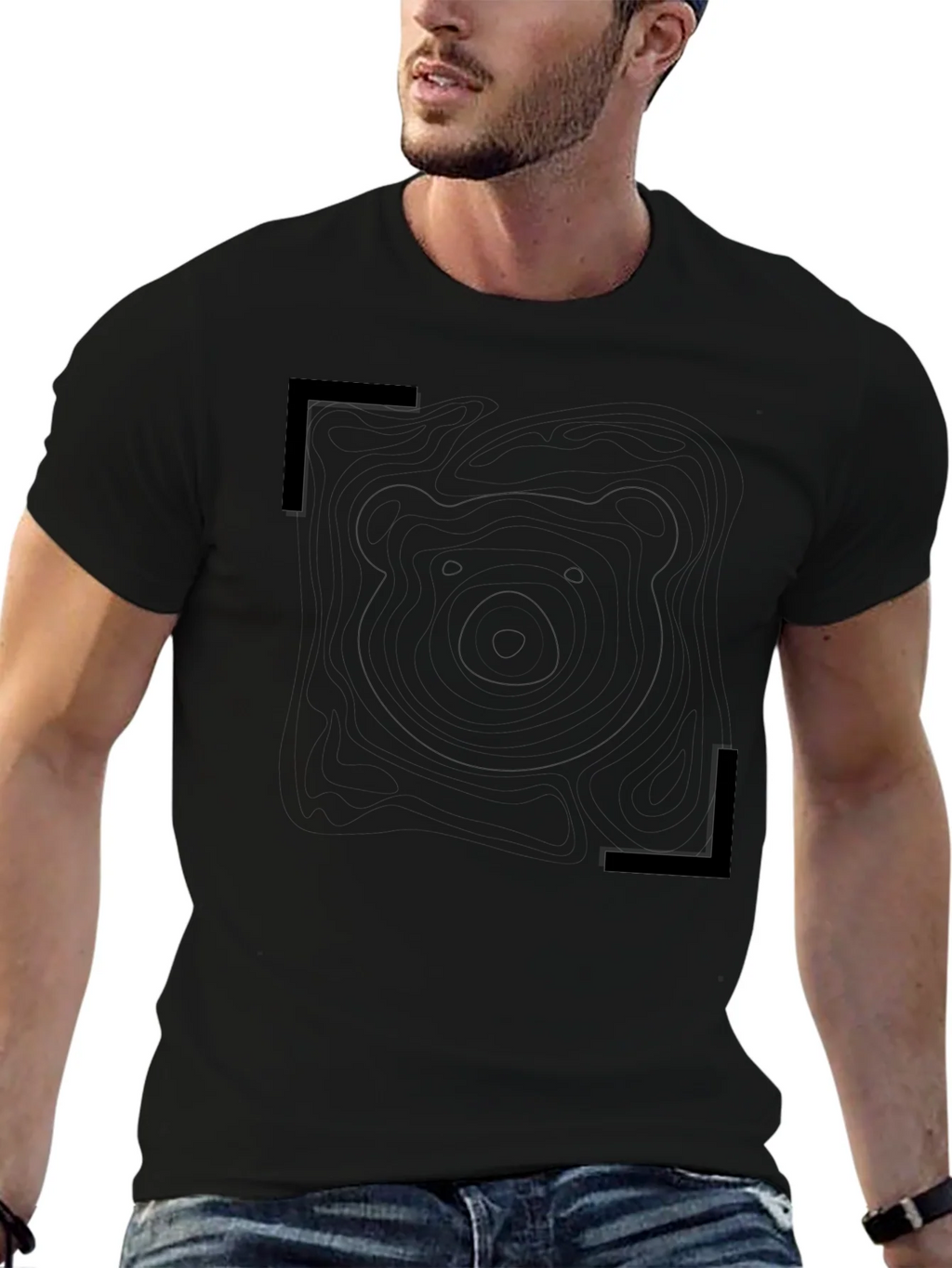 Mens Black Graphic Tee - Bear Outline Design product image 5