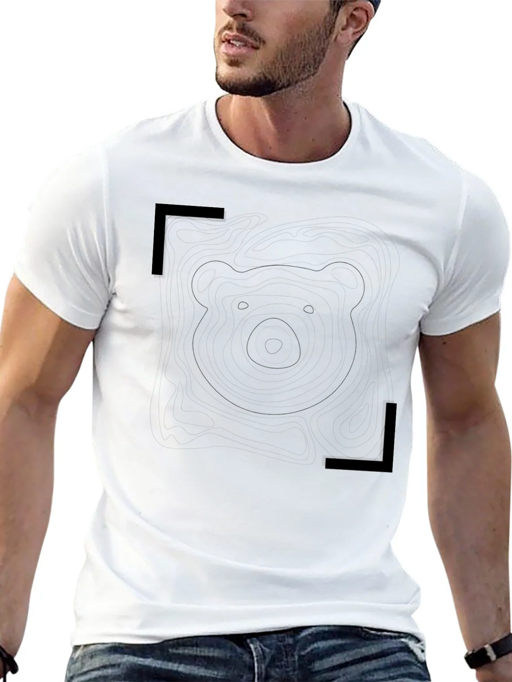 Mens Black Graphic Tee - Bear Outline Design product image 10