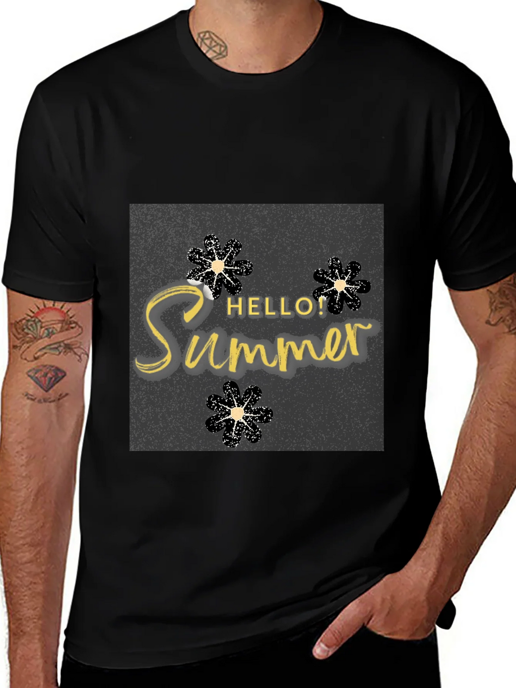 Hello Summer Black T-Shirt Graphic Tee product image 1