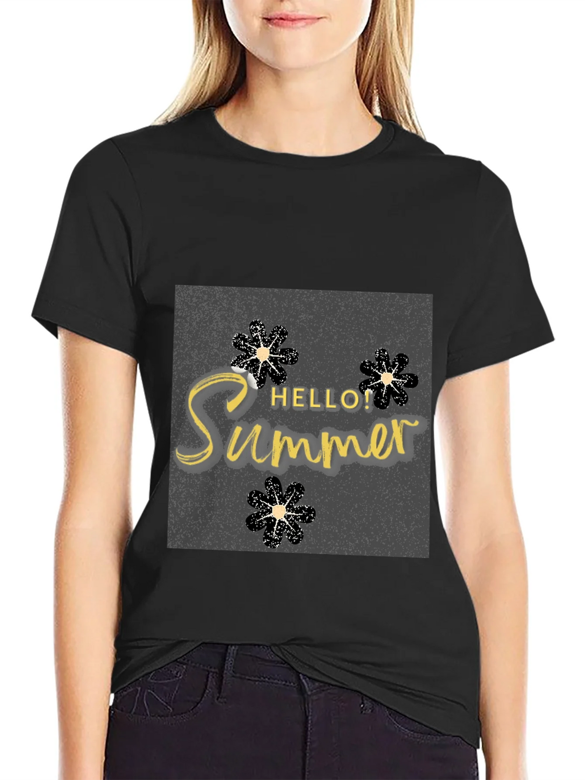 Hello Summer Black T-Shirt Graphic Tee product image 2