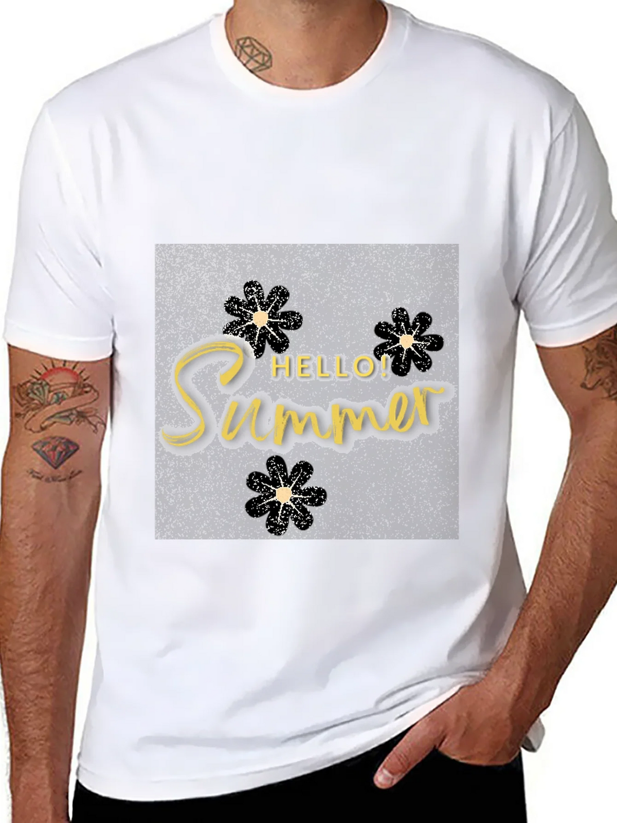 Hello Summer Black T-Shirt Graphic Tee product image 7