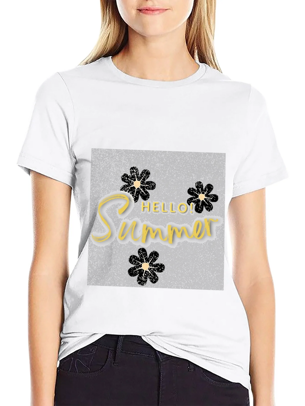 Hello Summer Black T-Shirt Graphic Tee product image 8