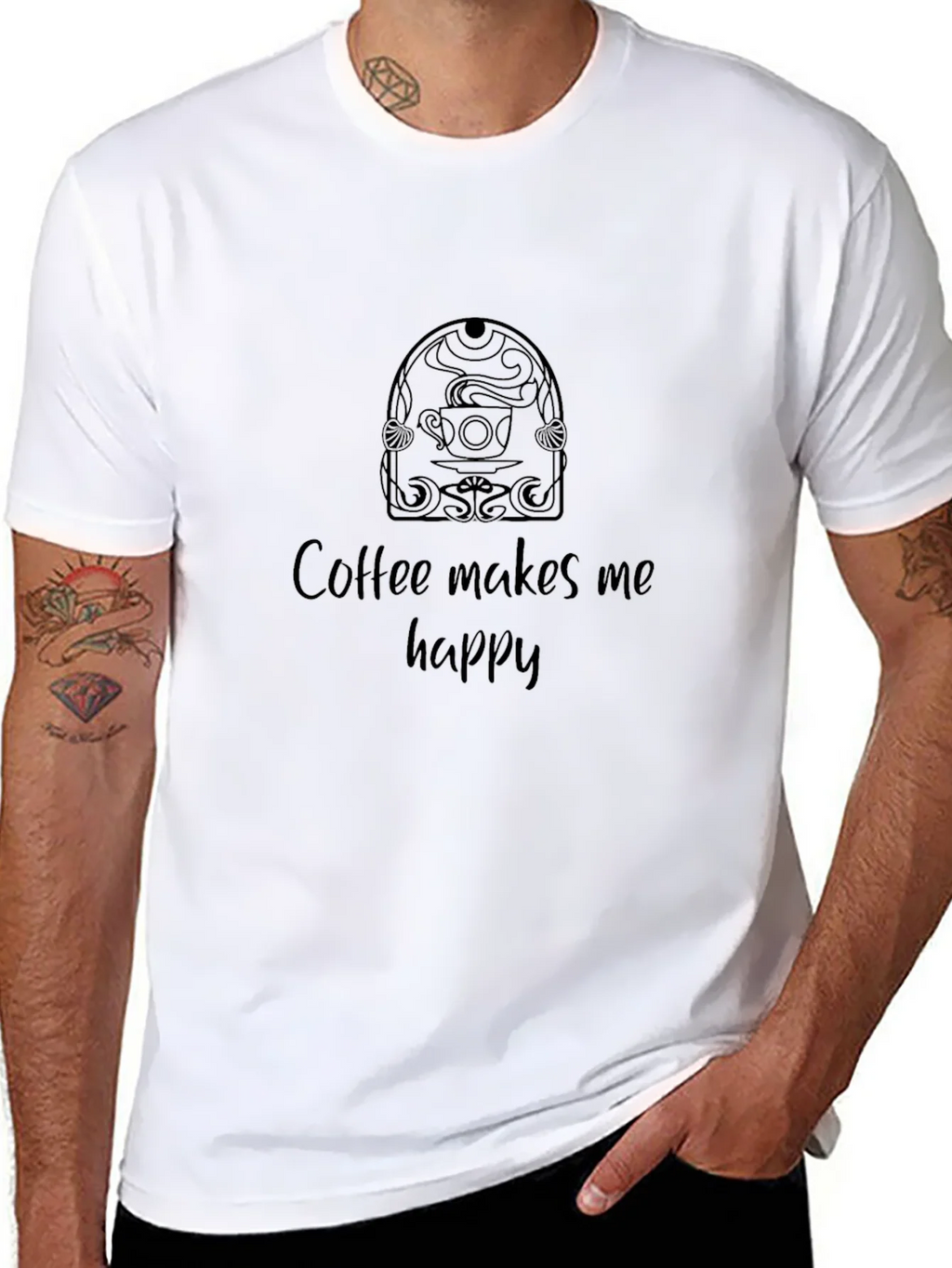 Coffee Makes Me Happy Black T-Shirt product image 6