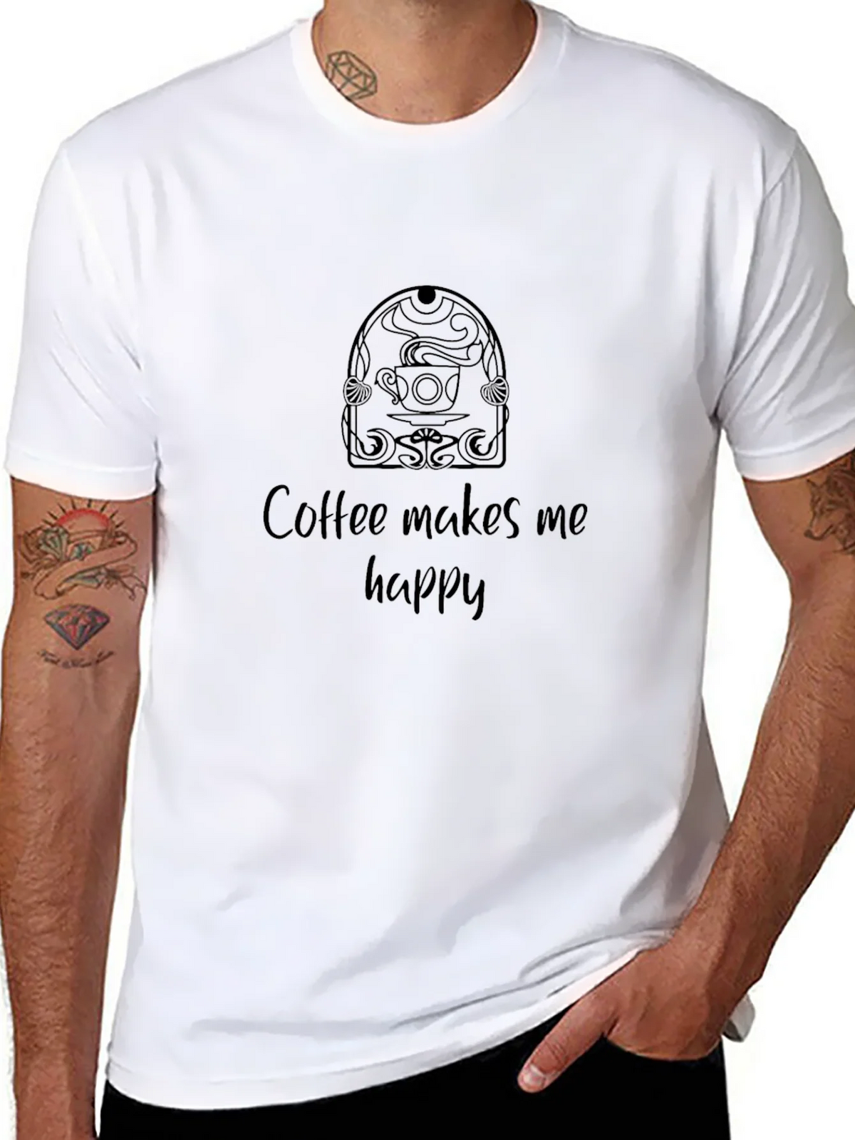 Coffee Makes Me Happy Black T-Shirt product image 6