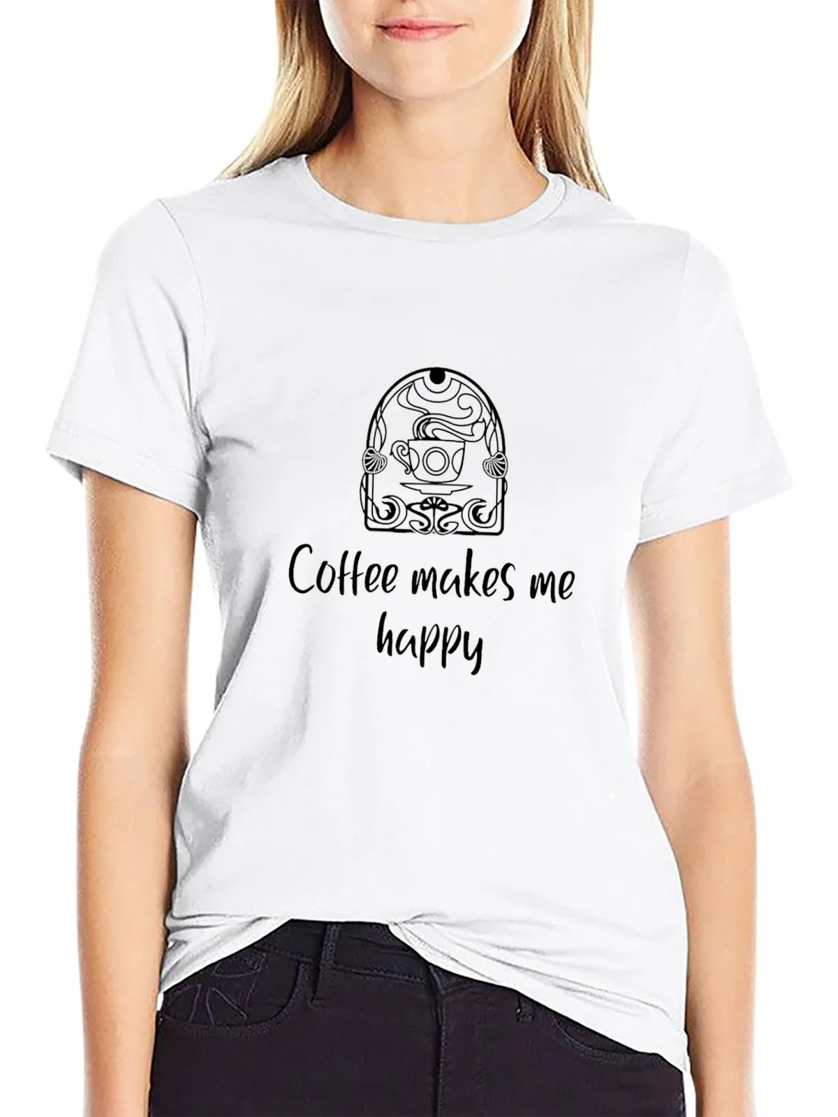 Coffee Makes Me Happy Black T-Shirt product image 7