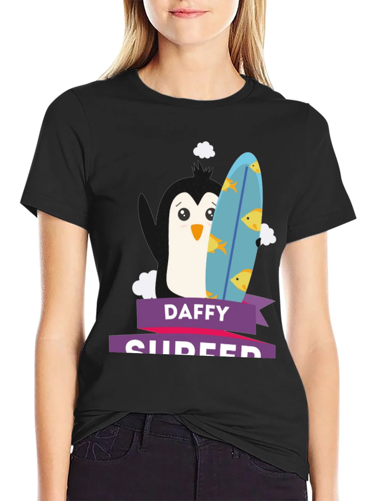 Daffy Surfer T-Shirt - Penguin Surfboard Graphic Tee product image 2