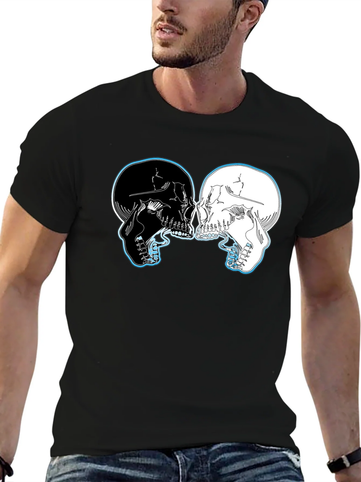 Yin Yang Skulls Graphic T-Shirt product image 6