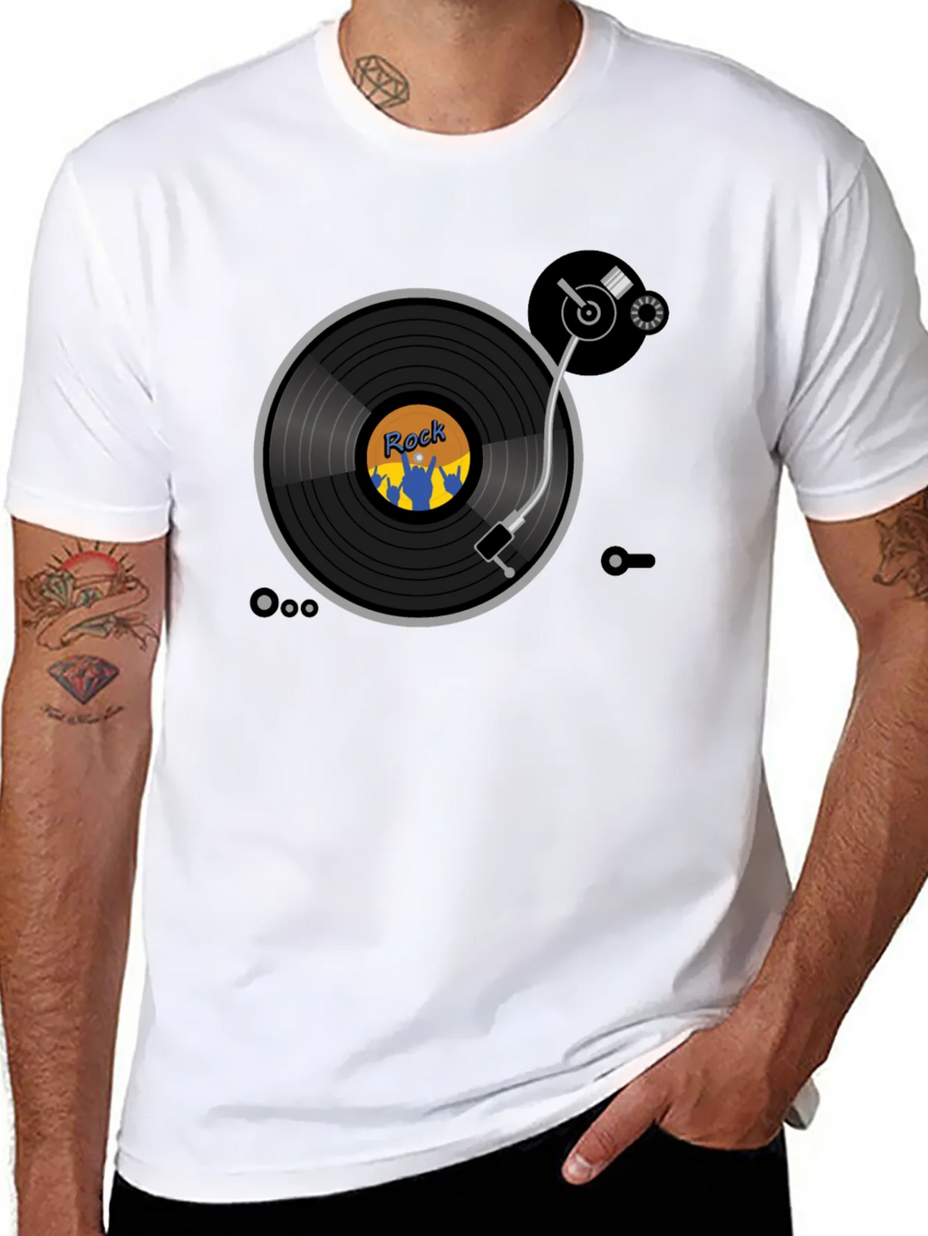Rock Music Turntable T-Shirt - Retro Vinyl Design product image 3