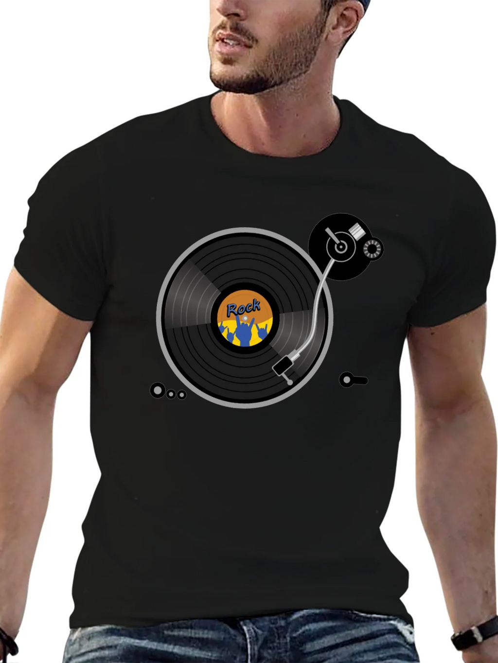 Rock Music Turntable T-Shirt - Retro Vinyl Design product image 2