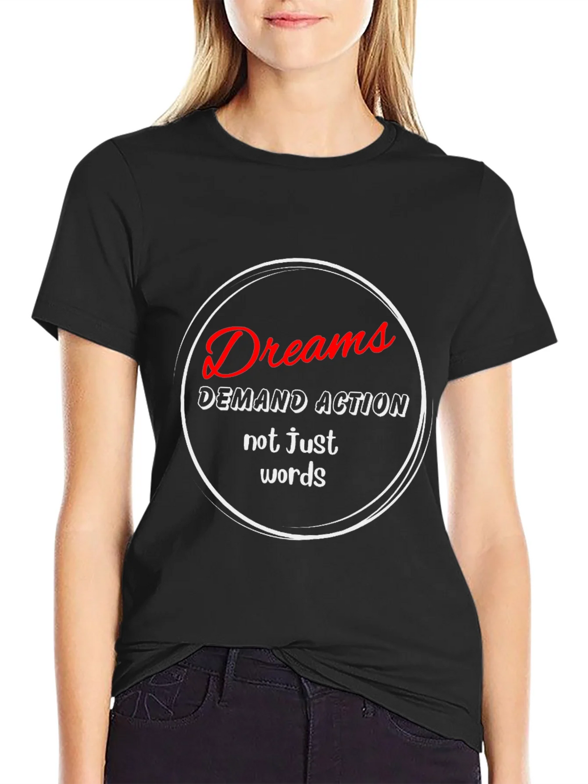 Dreams Demand Action T-Shirt - Motivational Black Tee product image 2