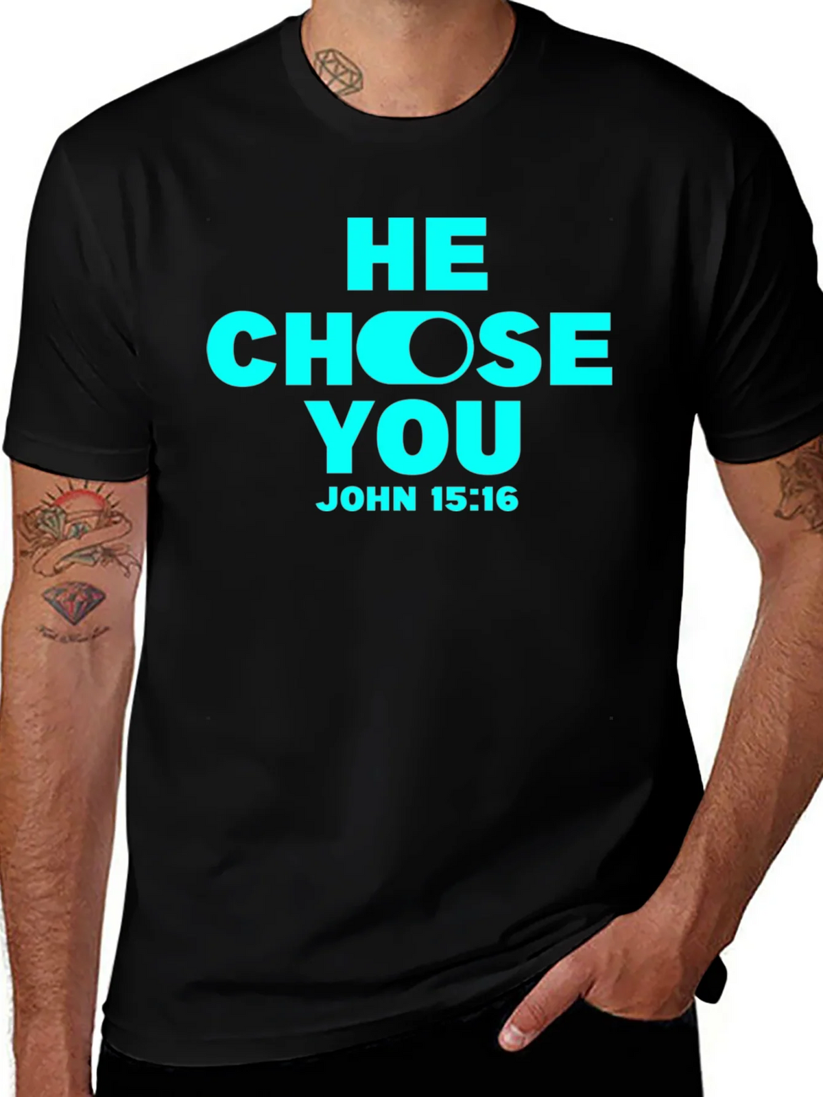 He Chose You John 15:16 Black T-Shirt product image 1
