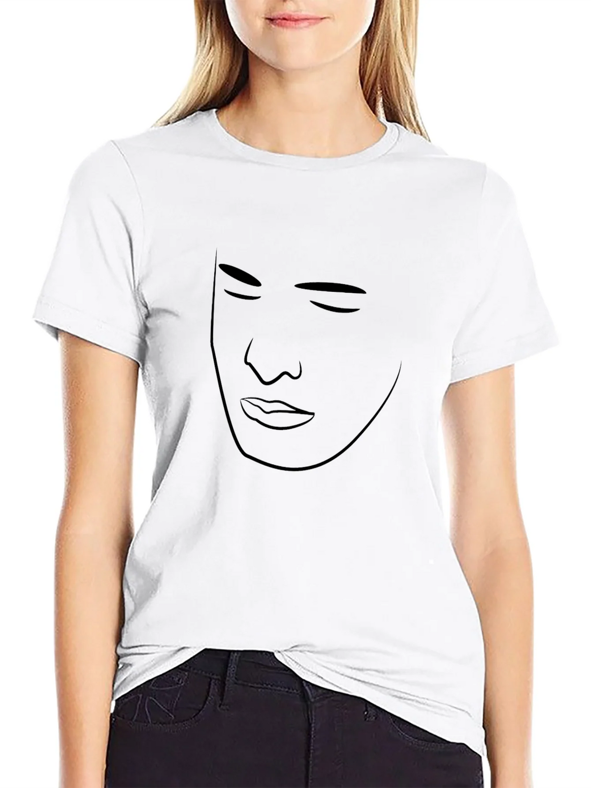 Minimalist Face Outline Black T-Shirt product image 8