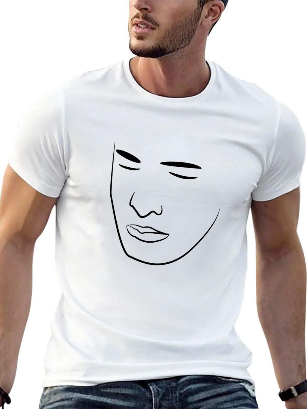 Minimalist Face Outline Black T-Shirt product image 12