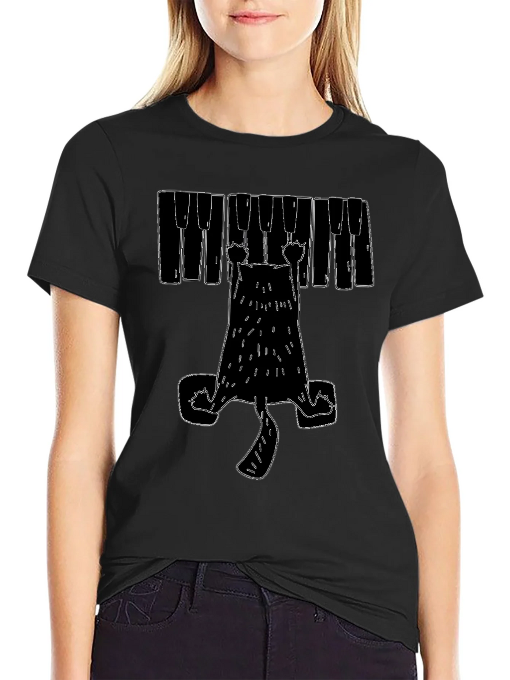 Piano Cat Graphic T-Shirt product image 1