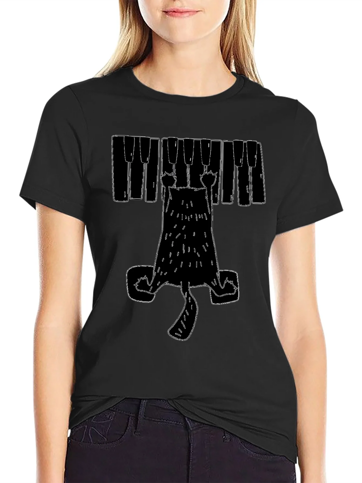 Piano Cat Graphic T-Shirt product image 1
