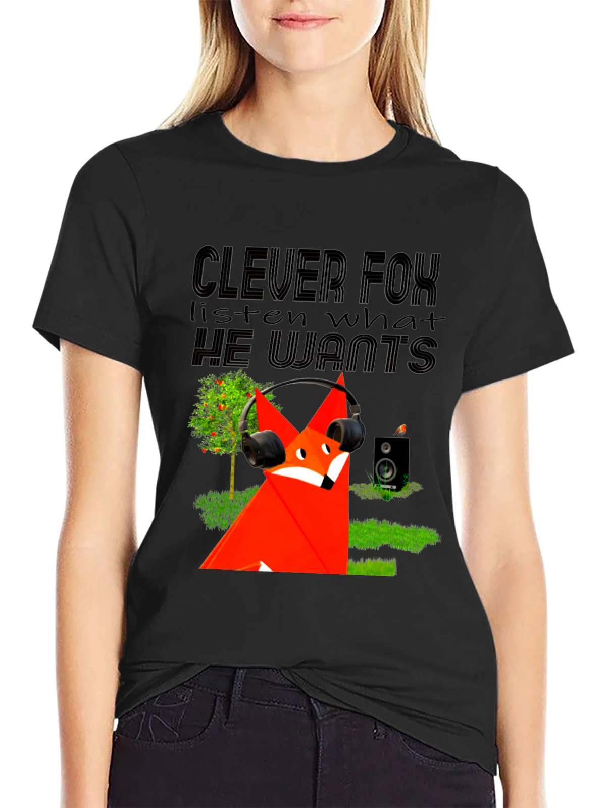 Clever Fox Graphic Tee - Listen Up in Style! product image 2