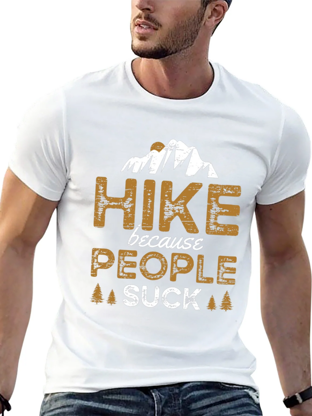 Hike Because People Suck Funny Graphic Tee product image 6