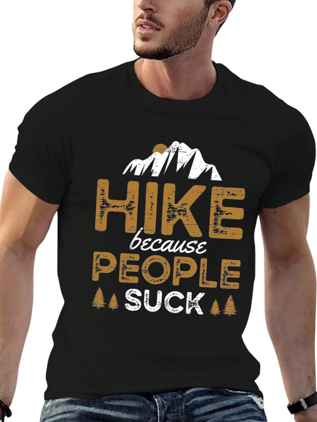Hike Because People Suck Funny Graphic Tee product image 4