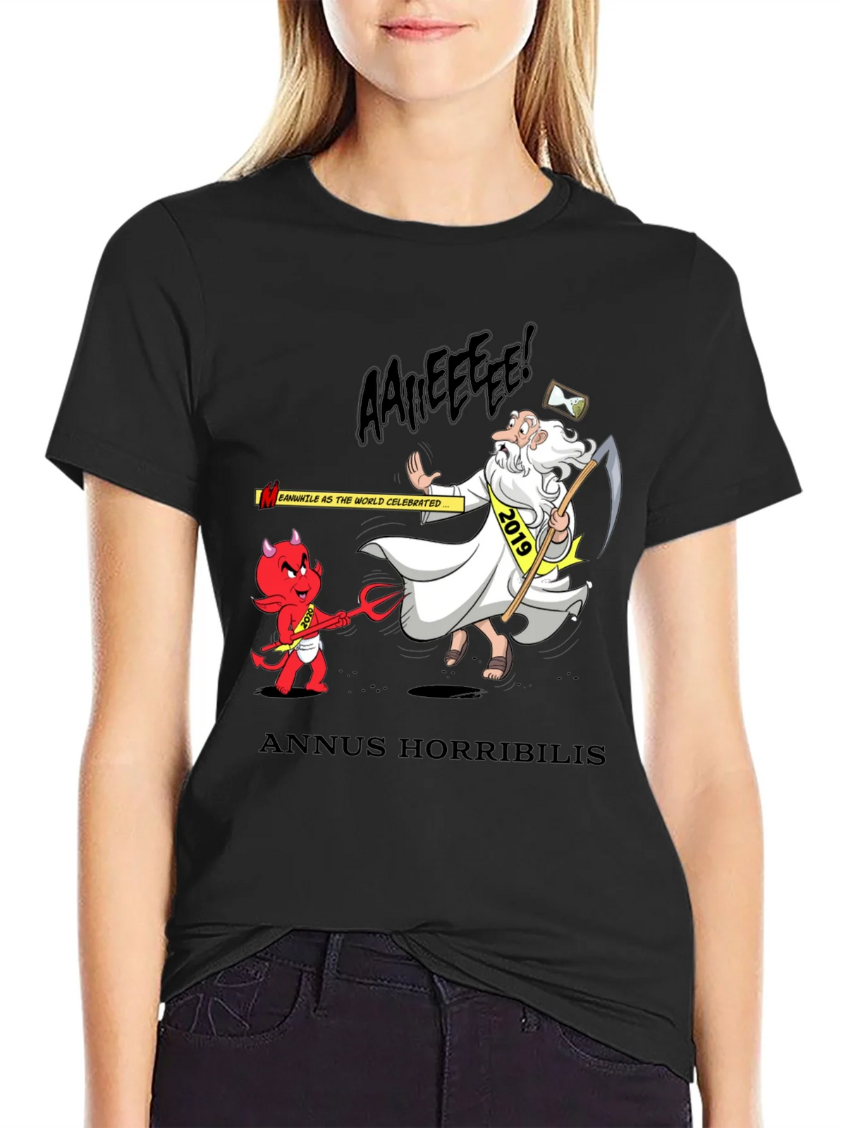 Anuus Horribilis T-Shirt: Cartoon Devil Confronts 2019 Time product image 2