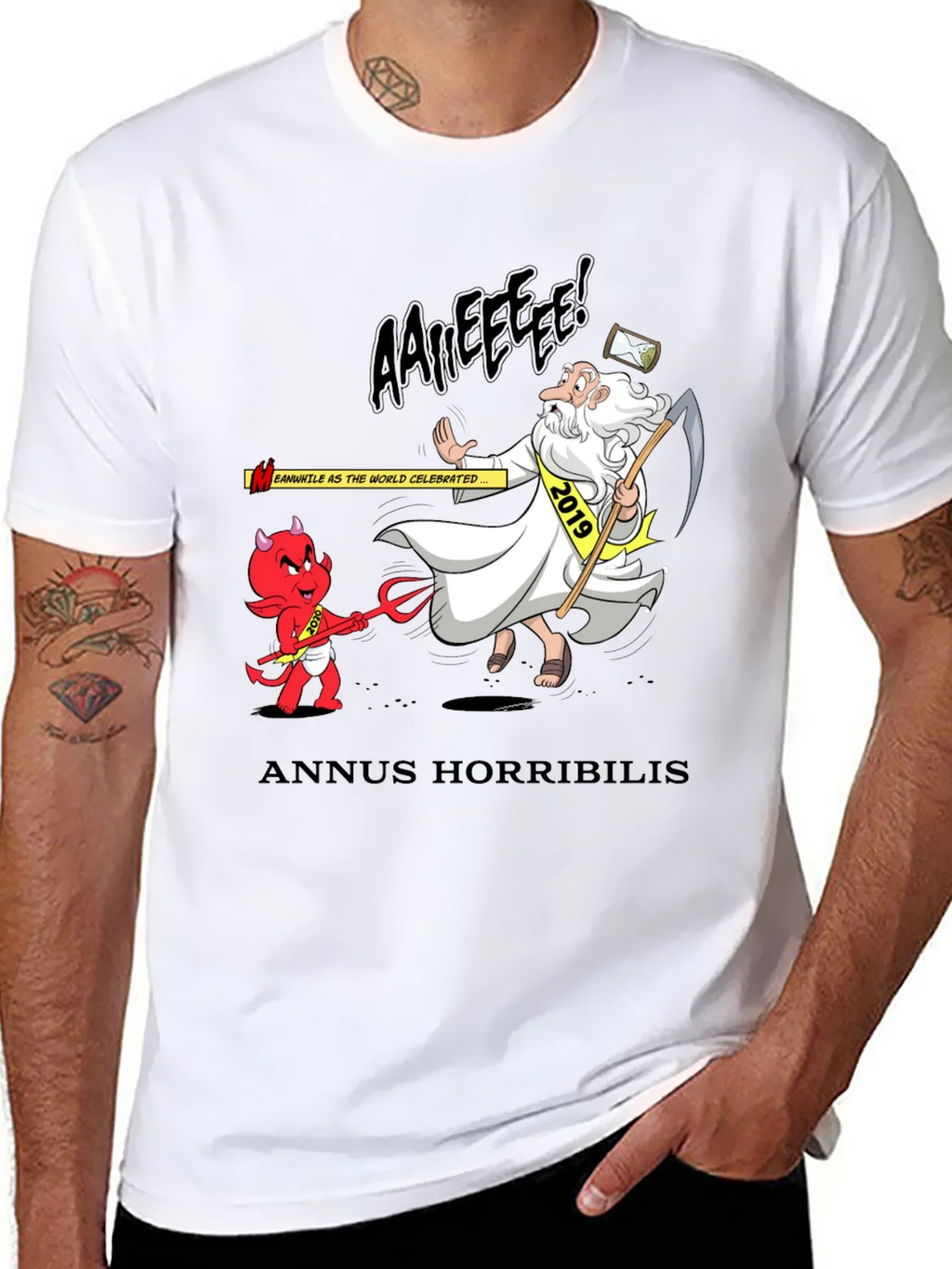 Anuus Horribilis T-Shirt: Cartoon Devil Confronts 2019 Time product image 7