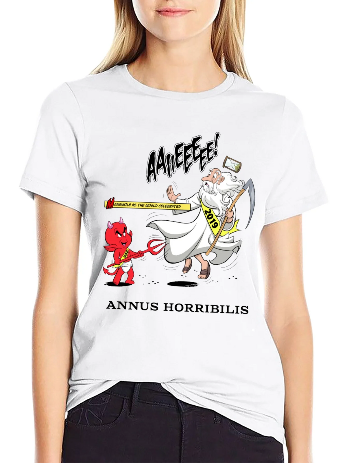 Anuus Horribilis T-Shirt: Cartoon Devil Confronts 2019 Time product image 8