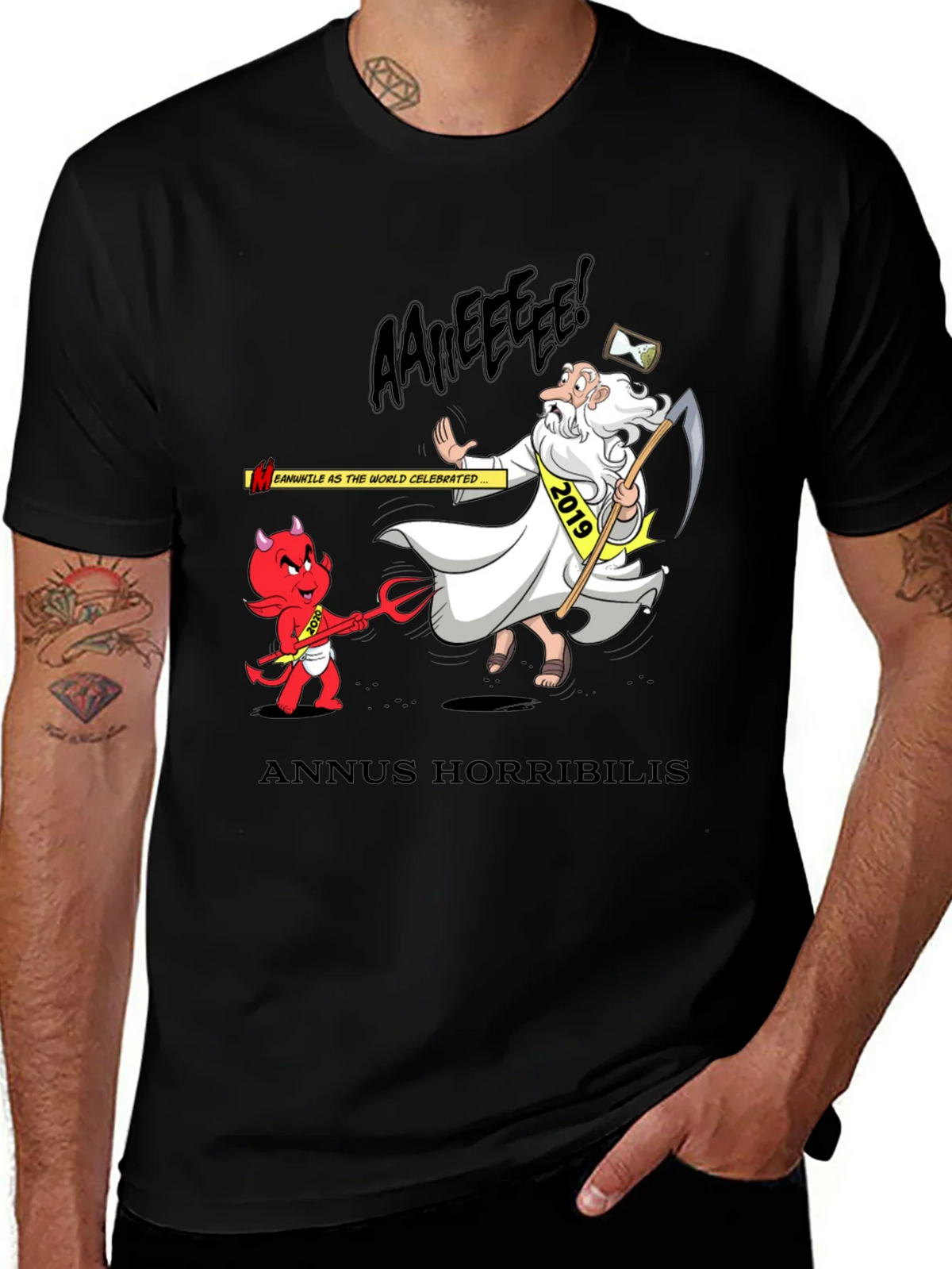 Anuus Horribilis T-Shirt: Cartoon Devil Confronts 2019 Time product image 1