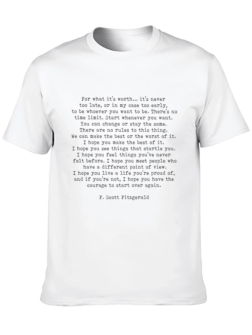 Inspirational F. Scott Fitzgerald Quote Black T-Shirt product image 9