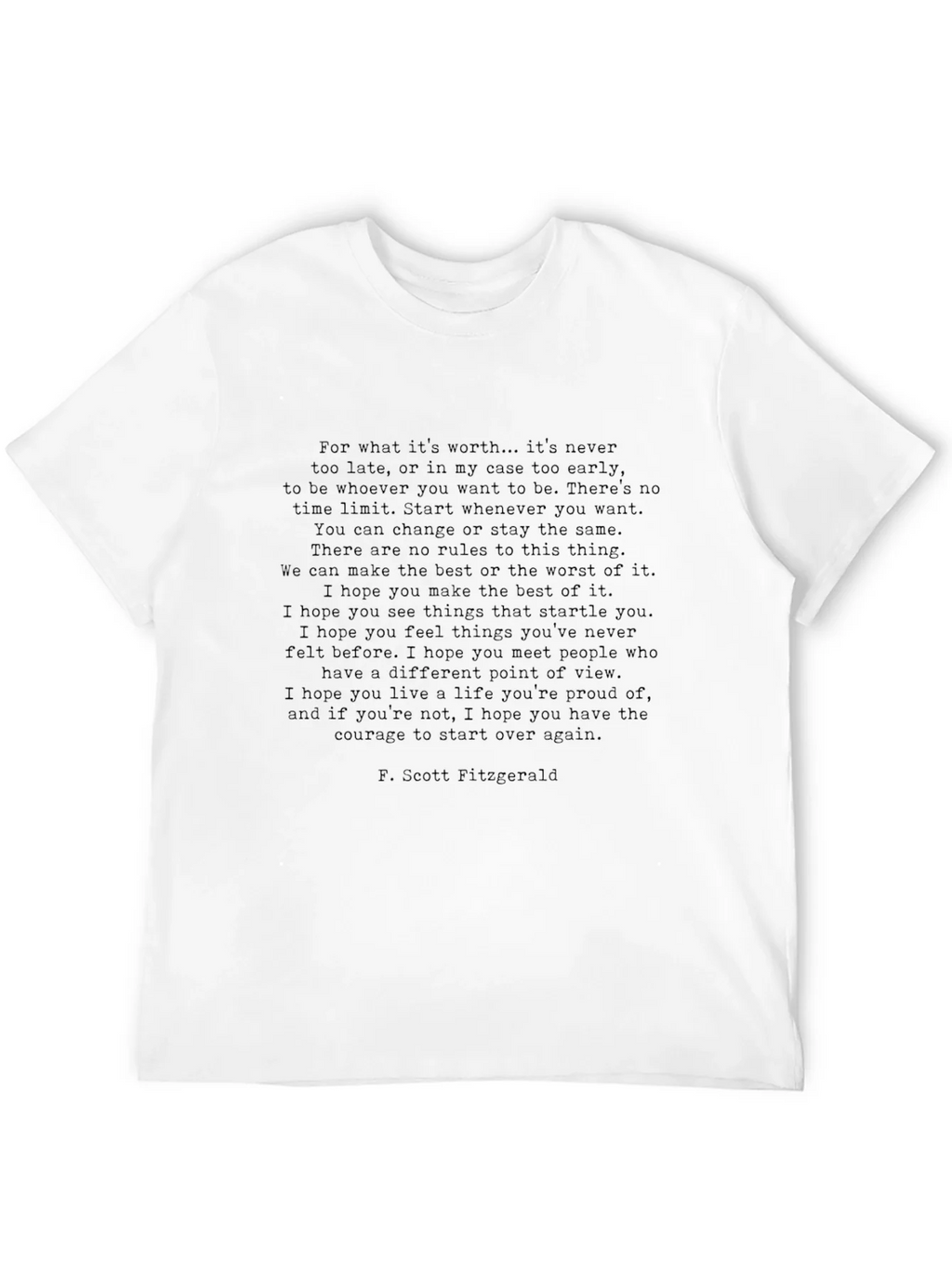Inspirational F. Scott Fitzgerald Quote Black T-Shirt product image 11