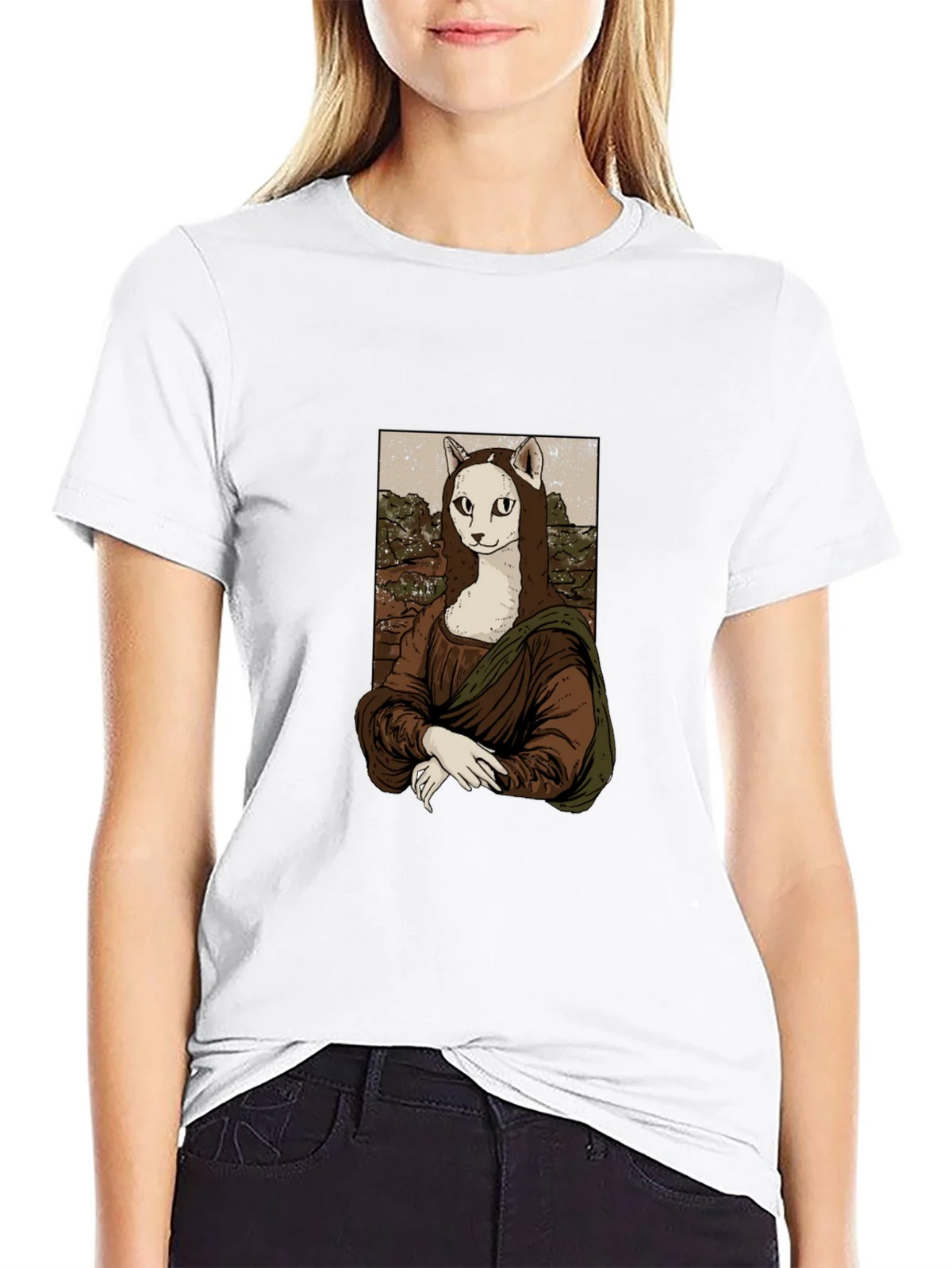 Mona Lisa Cat T-Shirt - Unique Graphic Tee product image 5