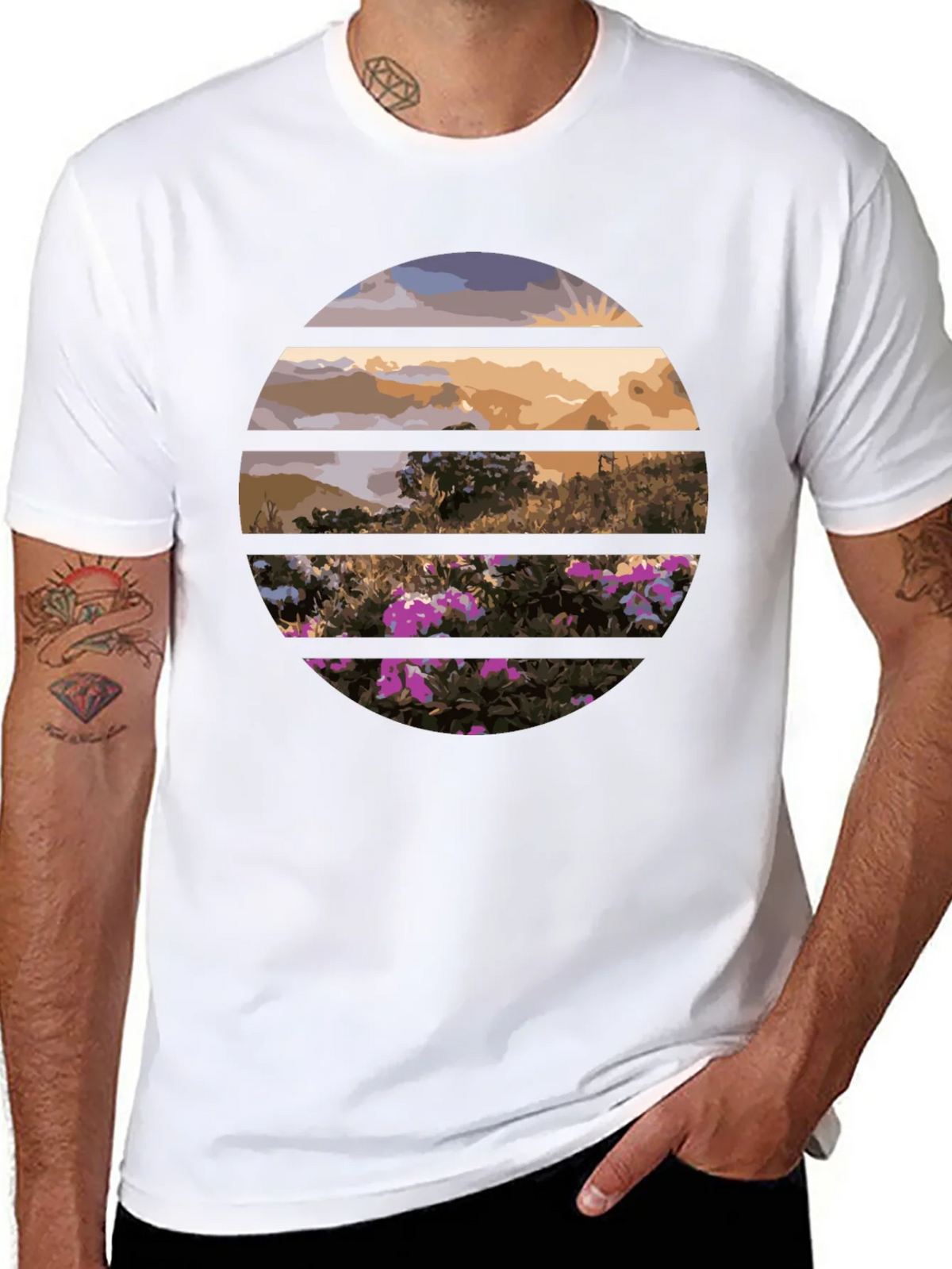 Sunset Landscape Circle Graphic Tee product image 7