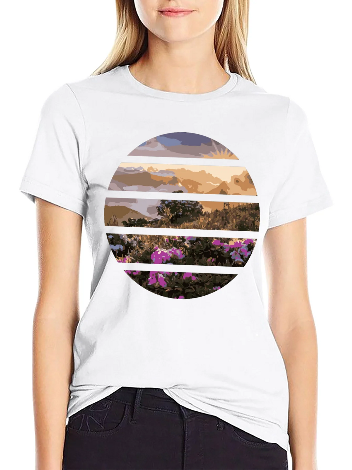 Sunset Landscape Circle Graphic Tee product image 8