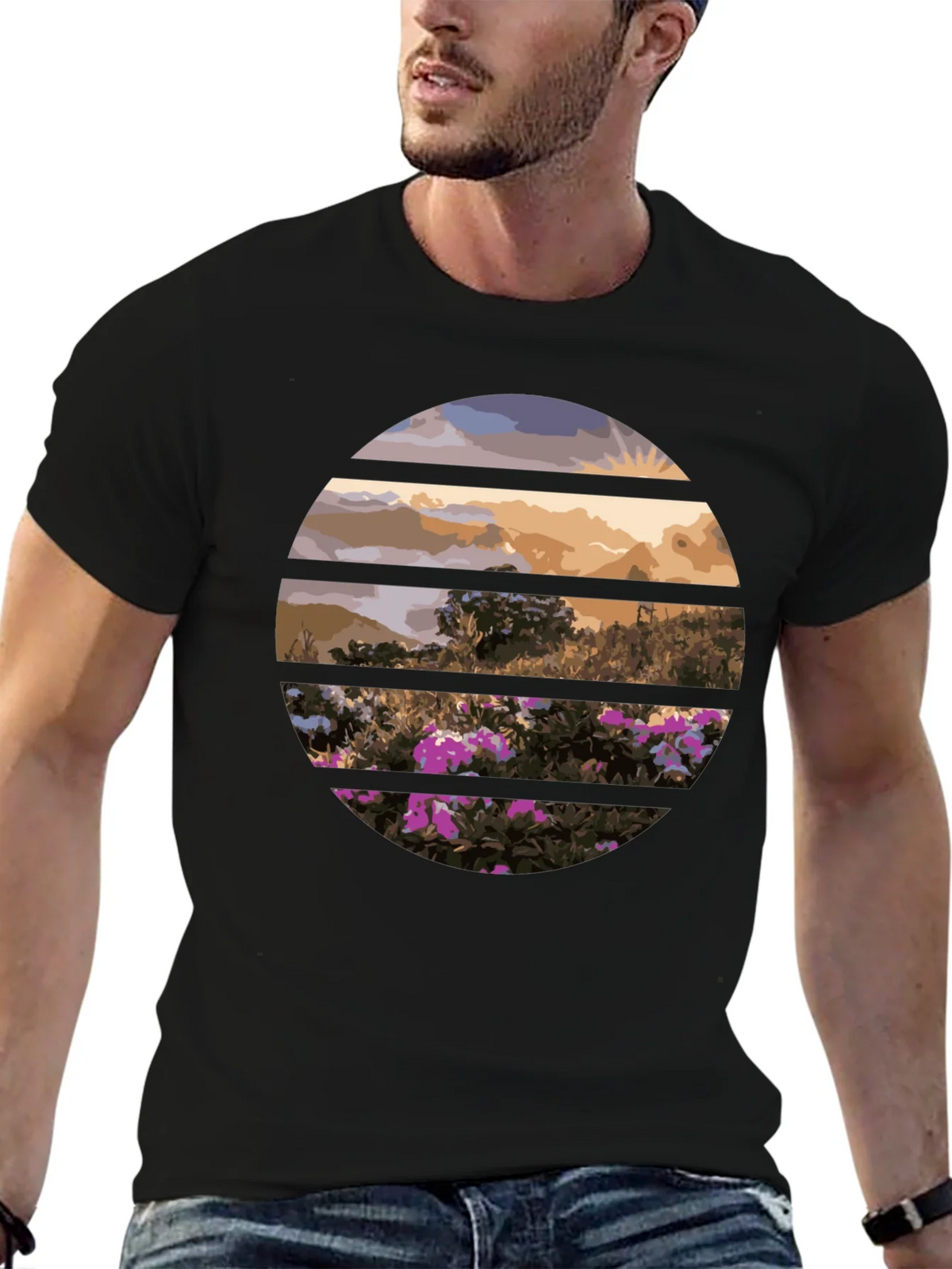 Sunset Landscape Circle Graphic Tee product image 6