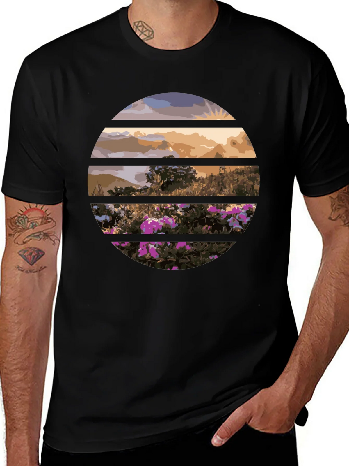 Sunset Landscape Circle Graphic Tee product image 1