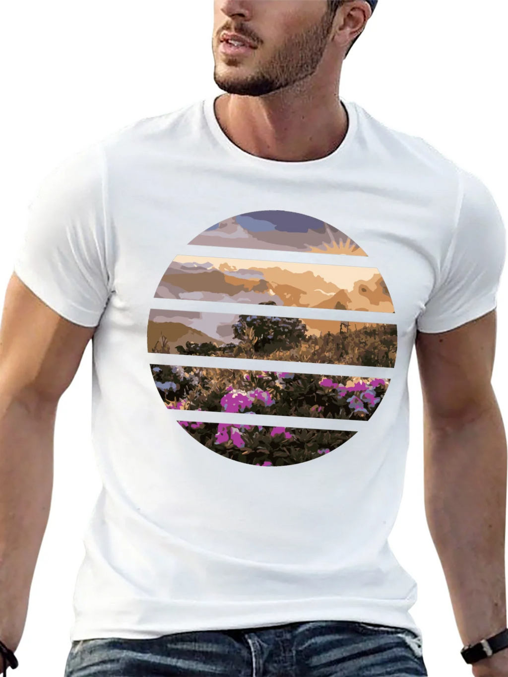 Sunset Landscape Circle Graphic Tee product image 12