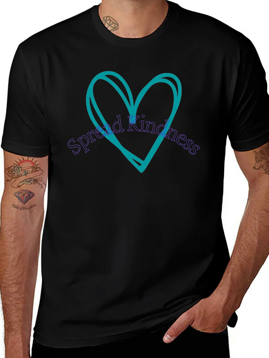 Spread Kindness Tee - Heart Design Black T-Shirt product image 1