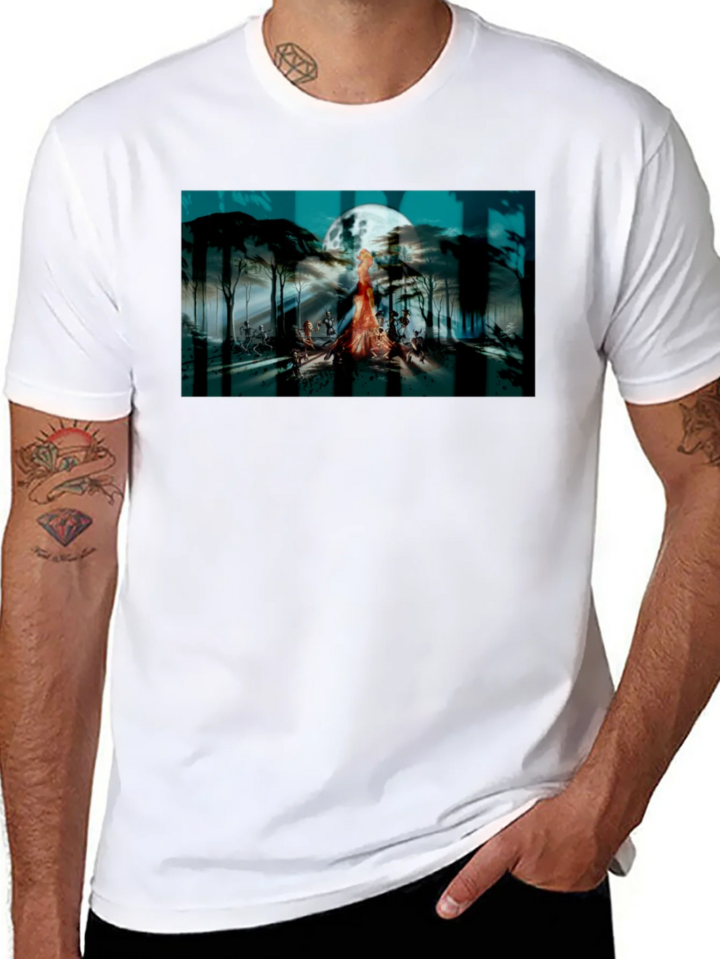 Eerie Moonlit Gathering Graphic T-Shirt product image 7
