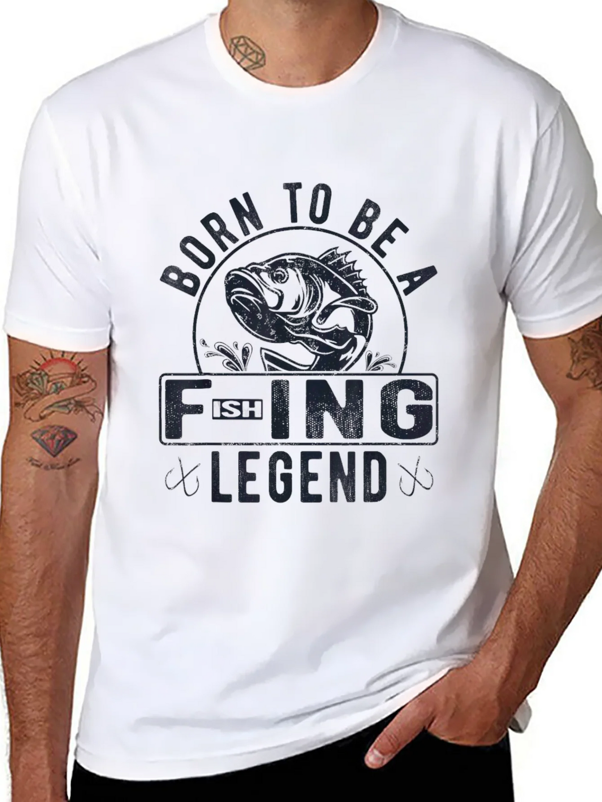 Born to Be a Fishing Legend Black T-Shirt product image 2