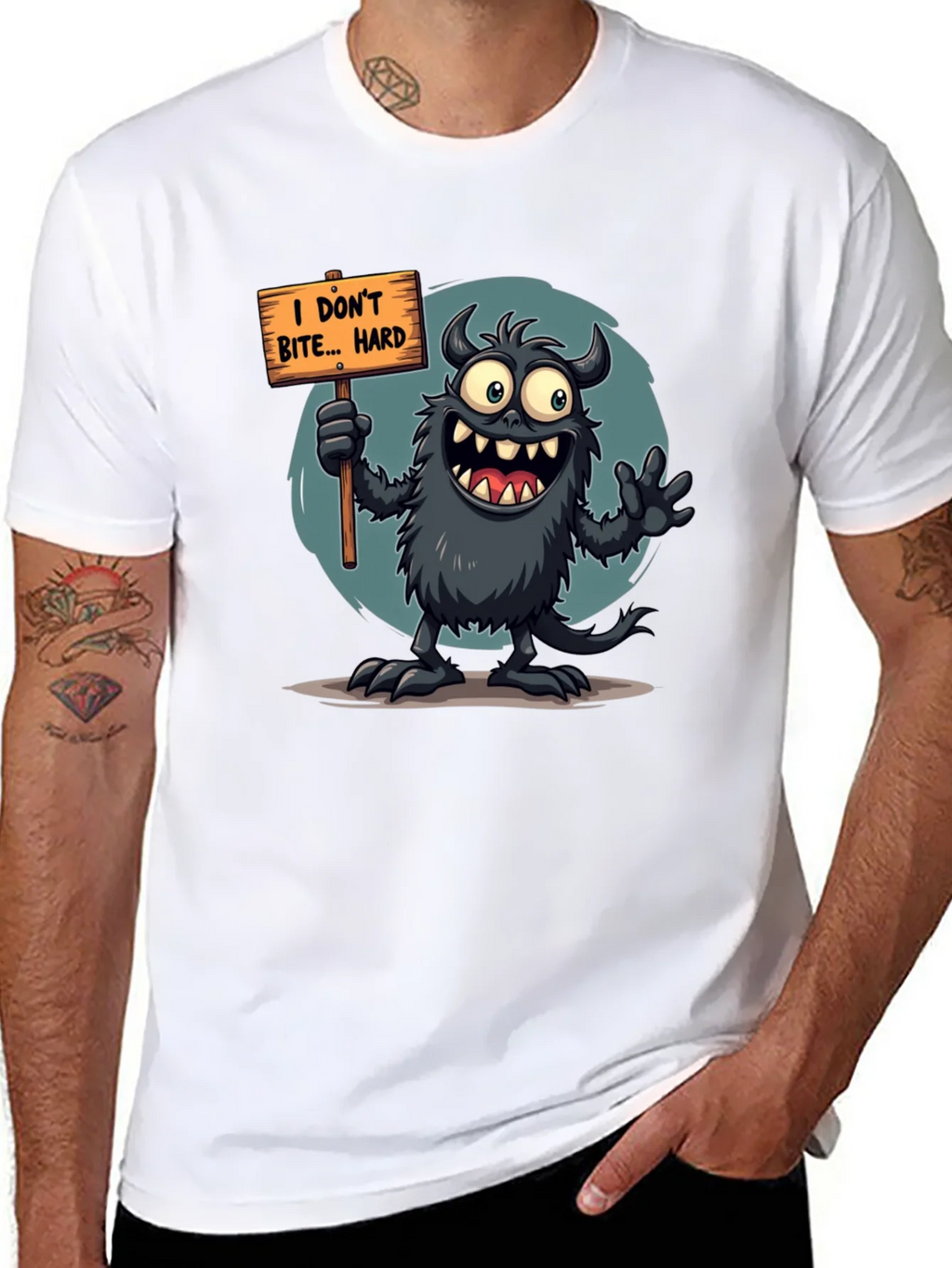 Funny Monster Graphic Tee - I Dont Bite... Hard product image 5