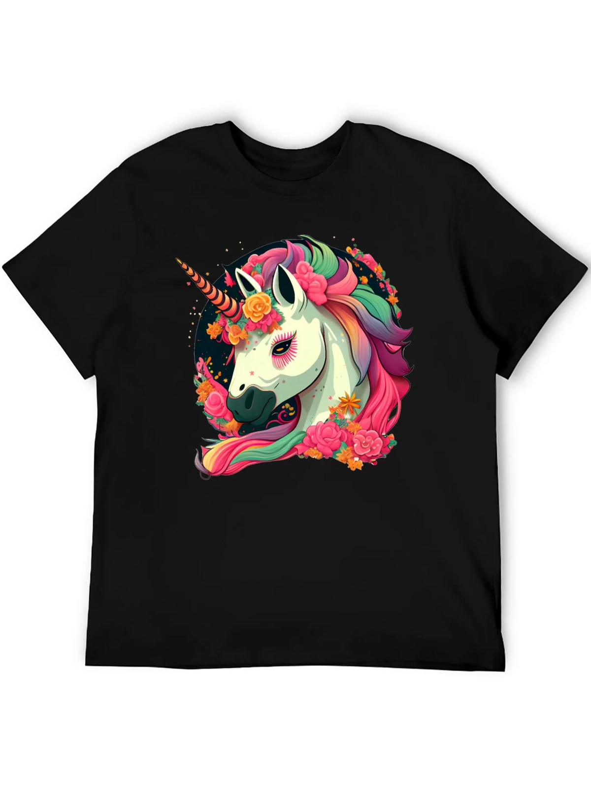 Unicorn Floral Black T-Shirt product image 5