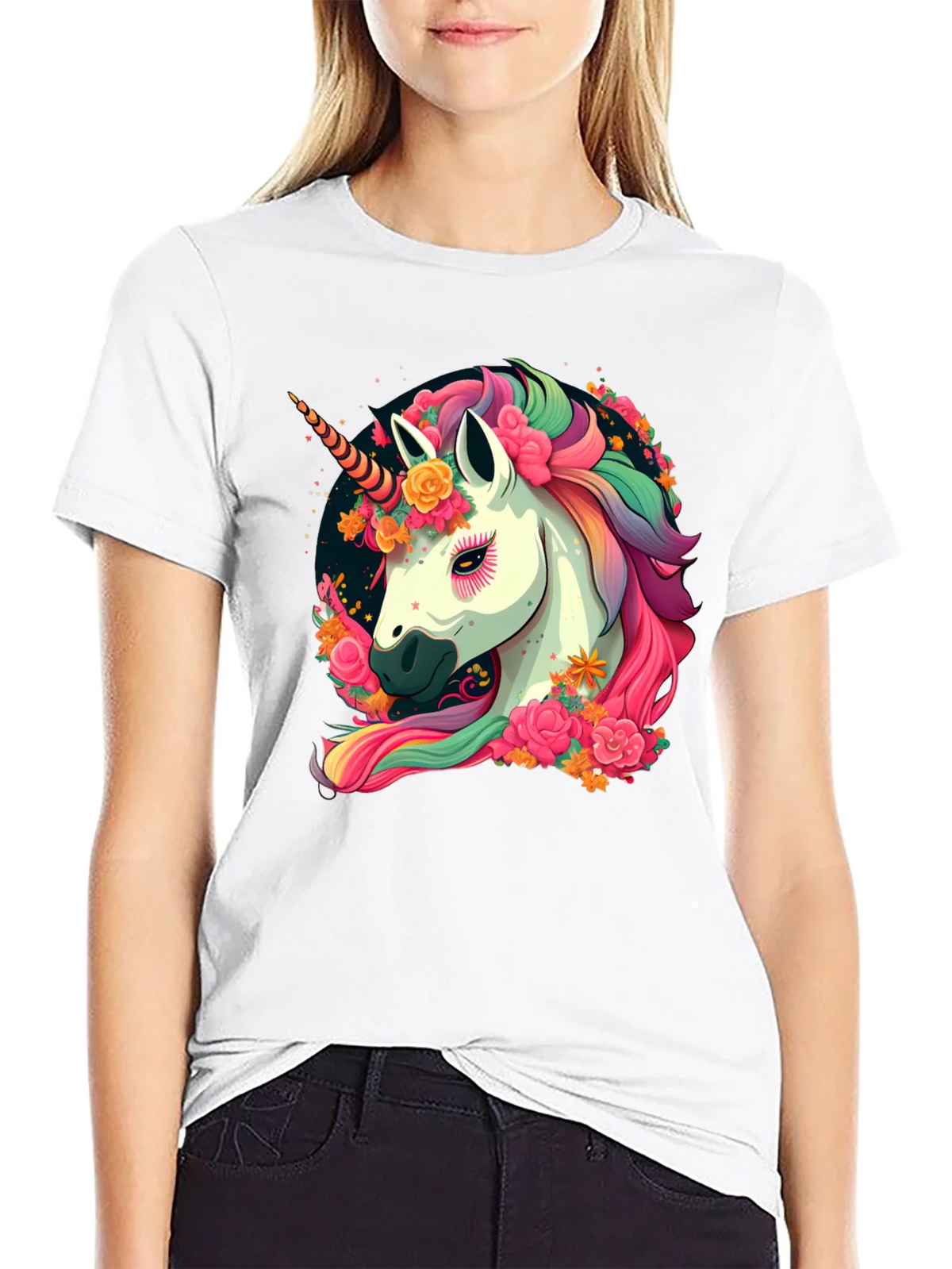 Unicorn Floral Black T-Shirt product image 8