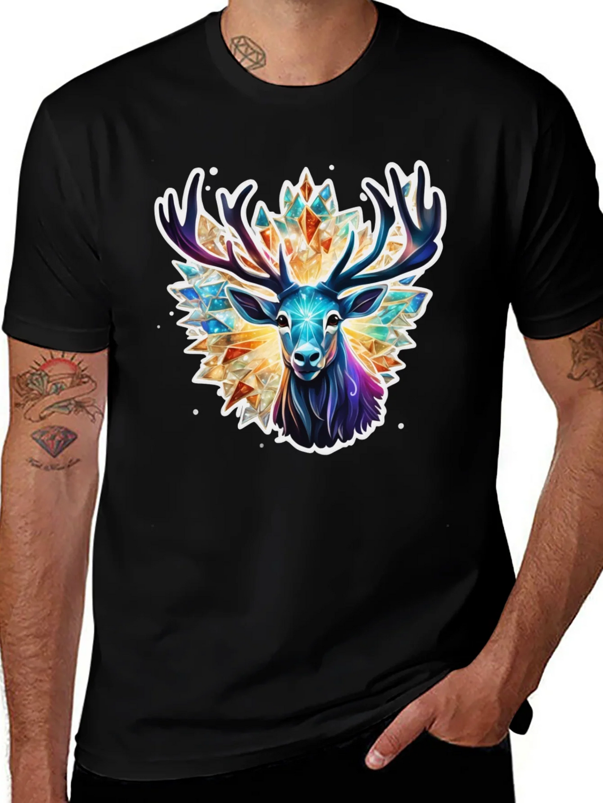 Geometric Deer Graphic Tee - Black product image 1